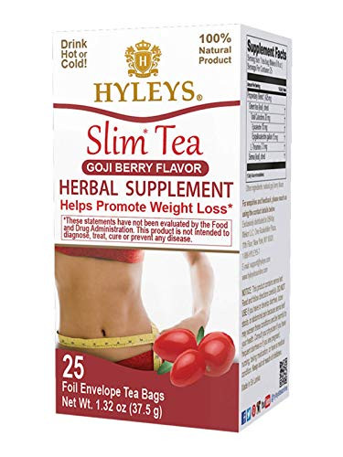 12 Pack of Hyleys Slim Tea Goji Berry - 25 Tea Bags  100 Percent Natural  Sugar Free  Gluten Free and Non-GMO