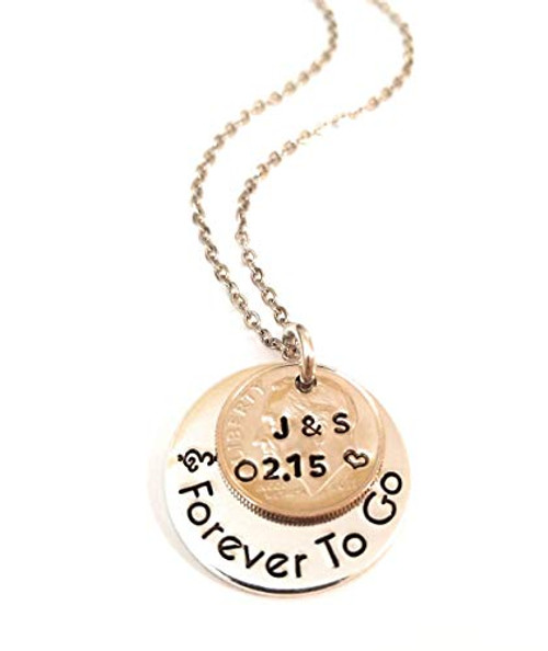 Personalized 10 Years and Forever To Go with a 2011 Dime 10th Anniversary Necklace Gift for Her Personalized 10 Years and Forever To Go with a 2011 Dime 10th Anniversary Necklace Gift for Her