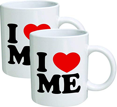 Willcallyou Pack of 2 I Love Me Red Heart 11 Ounces Funny White Coffee Mug Willcallyou Pack of 2 I Love Me Red Heart 11 Ounces Funny White Coffee Mug