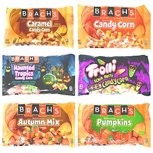 Brachs Candy Corn Seasonal Candy Variety Pack - Mellowcreme Pumpkins  Autumn Mix  Caramel Candy Corn  Haunted Tropics Candy Corn  Classic Candy Corn  and Trolli Sour Brite Candy Corn - 74 oz Total Brachs Candy Corn Seasonal Candy Variety Pack - Mellowcreme Pumpkins  Autumn Mix  Caramel Candy Corn  Haunted Tropics Candy Corn  Classic Candy Corn  and Trolli Sour Brite Candy Corn - 74 oz Total