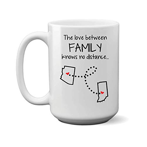 Family  Personalized Long Distance State Coffee Mug Gift with Quote  All States  Countries  11oz or 15 oz