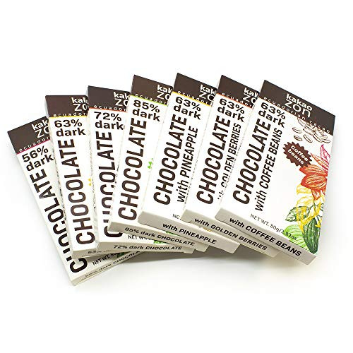 KakaoZon Dark Chocolate Bars   Dark Chocolate Variety Pack   Gluten-Free   Vegan   Non-GMO   Free of all major allergens   Fairly Traded  7 Bars