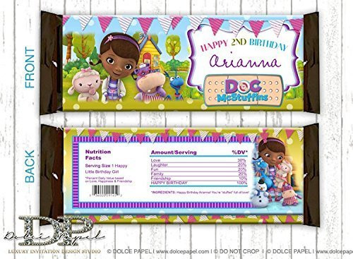 10 DOC MCSTUFFINS Birthday Party Favors ANY AGE Doc Mcstuffins Custom Large Hershey Candy Bar Wrappers