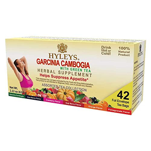 Hyleys Garcinia Cambogia Tea Assortment 100 Percent Natural 42 Foil Envelope Tea Bags  Garcinia Cambogia 6 Flavors Kit