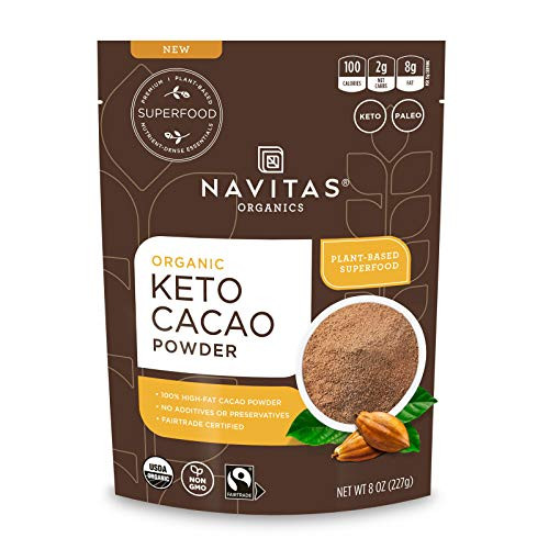 Navitas Organics Keto Cacao Powder  8 oz. Bag  15 Servings  Organic  Non-GMO  Fair Trade  High Fat Cacao