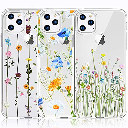 CarterLily iPhone 11 Pro Max Case  iPhone 11 Pro Max Case with Flowers   3-Pack  Watercolor Flowers Floral Pattern Soft Clear Flexible TPU Back Case for iPhone 11 Pro Max 6.5 inch  Cute Wildflower