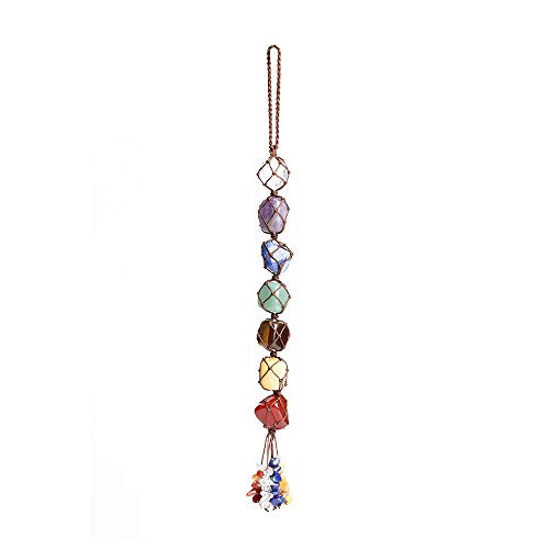 Handmade Crystal Window Car Hanging Ornaments 7 Chakra Home Decoration Feng Shui Ornament Yoga Meditation Car Decoration Tumbled Palm Stones Christmas Decorations Ornaments