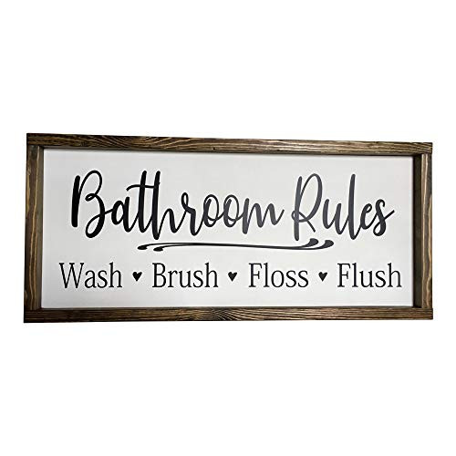 Farmhouse Sign 25x11 inches Bathroom Rules