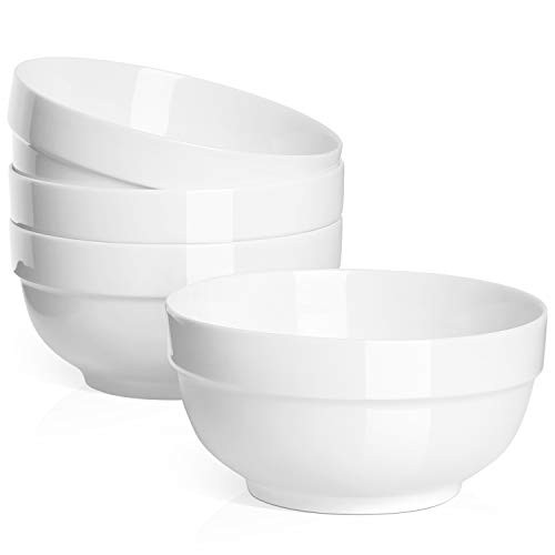 DOWAN 22 Ounce Soup Bowls Cereal Bowls Porcelain Bowls for Kitchen White Bowls Set for Cereal Soup Rice Dessert Oatmeal Breakfast Dishwasher and Microwave Safe Set of 4 White DOWAN 22 Ounce Soup Bowls Cereal Bowls Porcelain Bowls for Kitchen White Bowls Set for Cereal Soup Rice Dessert Oatmeal Breakfast Dishwasher and Microwave Safe Set of 4 White
