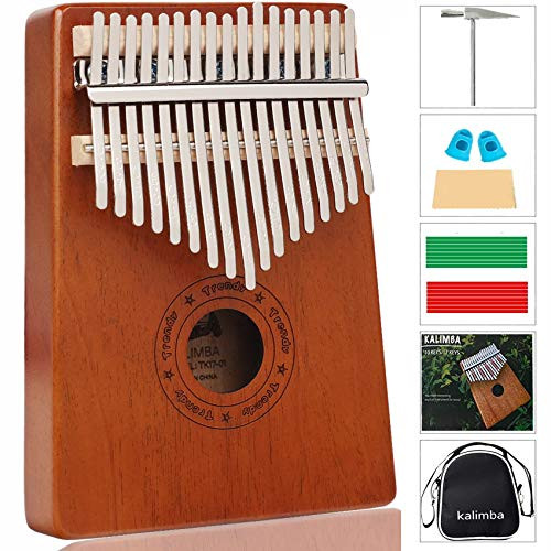 Kalimba 17 Keys Thumb Piano  Tune Hammer and Study Instruction  Portable Wood Finger Piano  Gift for Kids Adult Beginners Professional Music Instrument
