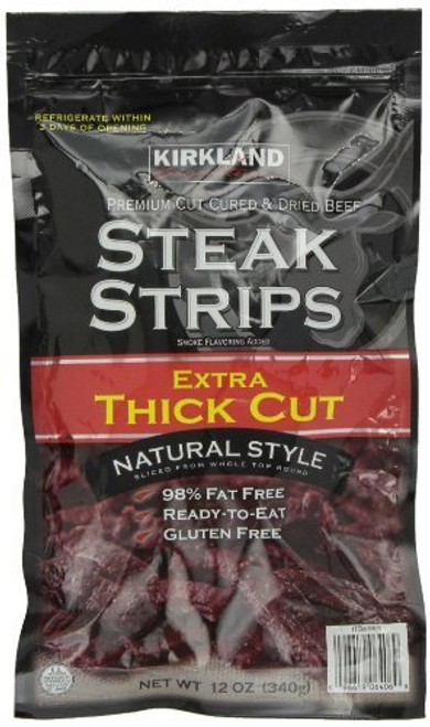 Kirkland Signature Premium Beef Steak Strips Jerky 12 Oz by Kirkland Signature  Foods