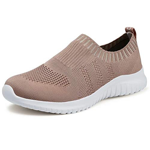 konhill Women s Walking Tennis Shoes - Lightweight Athletic Casual Gym Slip on Sneakers 11 US Apricot 43