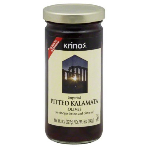 Krinos Pitted Kalamata Olives In Vinegar Brine And Olive Oil 8 oz - Pack of 6