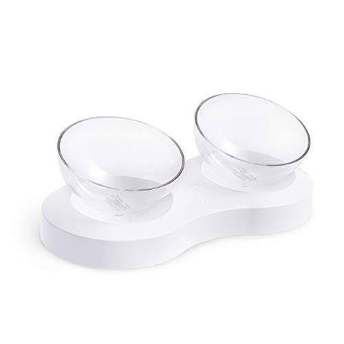 Laifug Elevated Double Cat Dog Food Water Bowls Tilted Pet Raised Bowls with Stand for Cats and Small Dogs Food Grade Material Nonslip Cat Dishes