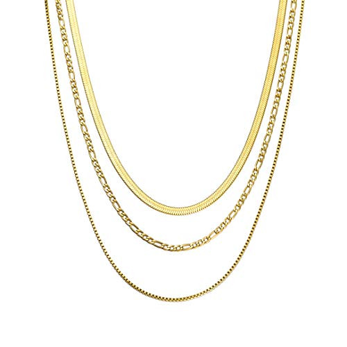 Cassfic Stainless Steel Punk Layered Necklace Snake Bone Choker Necklaces Minimalist Necklace Chain NK Necklaces Jewelry for Women Gold Tone