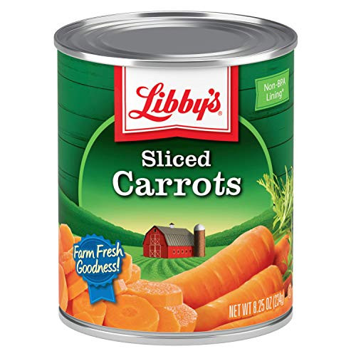 Libby s Sliced Carrots   Appealingly Tender  and  Deliciously Sweet   Vibrant Orange Slices   Farm Fresh Goodness   No Preservatives   8.25 ounce cans  Pack of 12