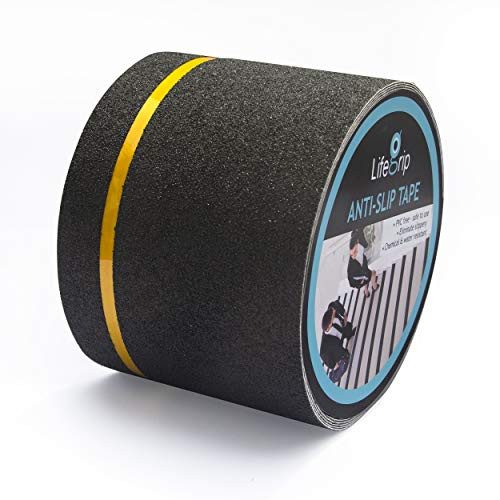 LifeGrip Anti Slip Traction Tape with Reflective Stripe 4 Inch x 30 Foot Best Grip Tape Grit Non Slip Outdoor Non Skid Treads High Traction Friction Abrasive Adhesive for Stairs Step Black LifeGrip Anti Slip Traction Tape with Reflective Stripe 4 Inch x 30 Foot Best Grip Tape Grit Non Slip Outdoor Non Skid Treads High Traction Friction Abrasive Adhesive for Stairs Step Black