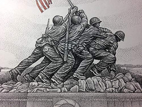 Marine Corps War Memorial  Iwo Jima Flag Raising  11 inch x14 inch  signed numbered print