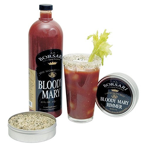Borsari Gourmet Bloody Mary Mix - All Natural Sea Salt Rimmer Included - Light and Zesty Brunch Bloody Mary Mix