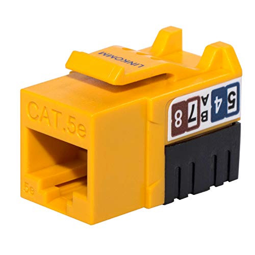 LINKOMM 10-Pack RJ45 Cat5e Slim Profile UTP Unshielded Keystone Jack  Yellow