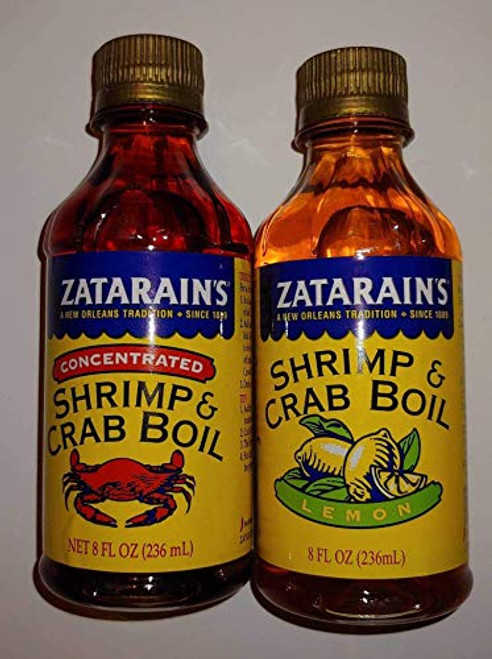 Zatarains Liquid Crab and Shrimp Boil Bundle  One Eight oz Bottle of Original Zatarains Liquid Shrimp and Crab Boil  and One 8oz Bottle of Lemon flavored Shrimp and Crab Boil Zatarains Liquid Crab and Shrimp Boil Bundle  One Eight oz Bottle of Original Zatarains Liquid Shrimp and Crab Boil  and One 8oz Bottle of Lemon flavored Shrimp and Crab Boil