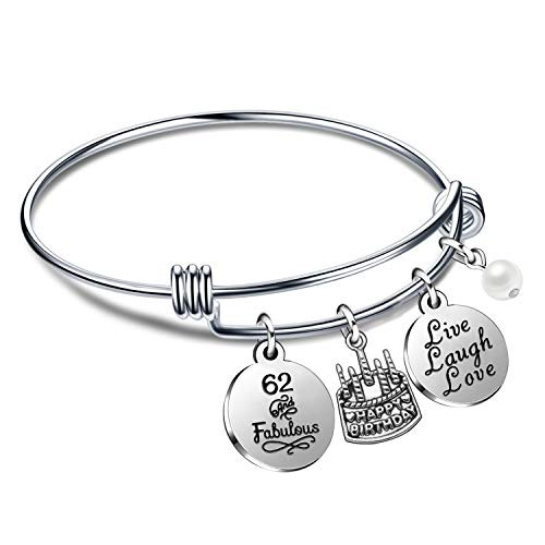 lauhonmin Birthday Gifts for Her Bangle Bracelets Live Laugh Love for 13th 18th 21st 30th 40th 50th 60th 62nd Birthday lauhonmin Birthday Gifts for Her Bangle Bracelets Live Laugh Love for 13th 18th 21st 30th 40th 50th 60th 62nd Birthday