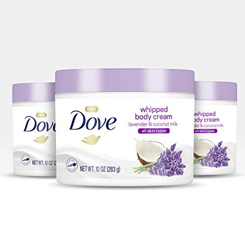 Dove Whipped Body Cream Dry Skin Moisturizer Lavender and Coconut Milk Nourishes Skin Deeply 10 oz 3 Count Dove Whipped Body Cream Dry Skin Moisturizer Lavender and Coconut Milk Nourishes Skin Deeply 10 oz 3 Count