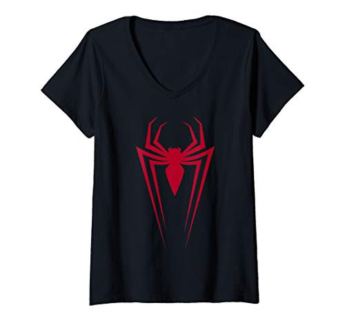 Womens Marvel Spider-Man Red Spider Logo V-Neck T-Shirt