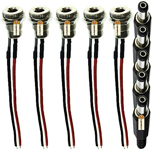 5.5 x 2.1 MM 5A DC Power Jack Socket Threaded Female Mount Connector Adapter with 3.94Ich 20AWG Cable  Plus DC Barrel Jack Plug Male  5.5 x 2.1 MM