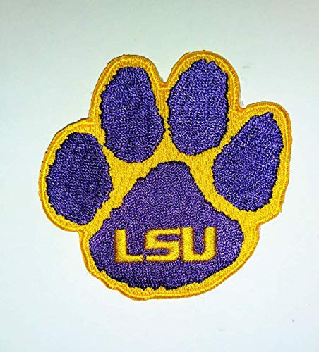 LSU TIGERS paw LOUISIANA IRON ON EMBROIDERED EMBROIDERY PATCH PATCHES SCHOOL OF UNIVERSITY STATE COLLEGE FOOTBALL SPORTS