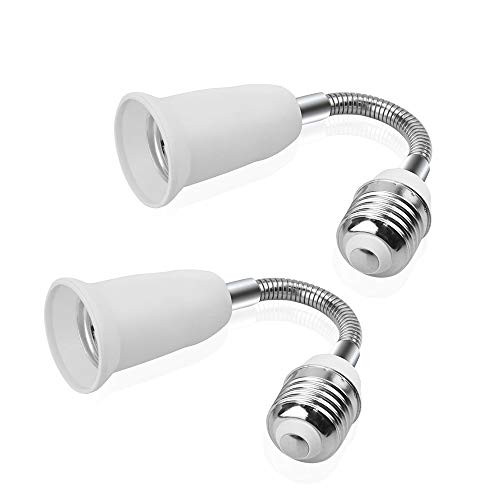 Luxvista E26 to E26 Lamp Socket  Flexible Gooseneck E26 Light Bulb Socket Medium Screw Base Lamp Holder  7.28 Inch Adjustable Standard E26 Extension Light Socket 2-Pack