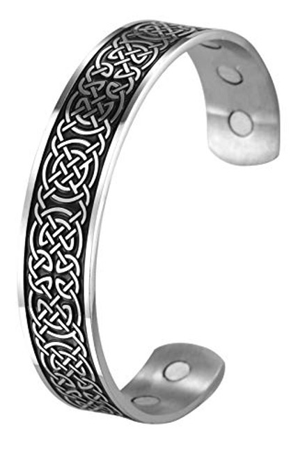 TEAMER Magnetic Therapy Bracelet Health Care Viking Norse Doire Celtic Knot Stainless Steel Cuff Bangle for Men TEAMER Magnetic Therapy Bracelet Health Care Viking Norse Doire Celtic Knot Stainless Steel Cuff Bangle for Men