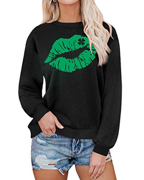 St Patricks Day Top for Women Ireland Clover Shamrock Long Sleeve Lucky Sweatshirt XL St Patricks Day Top for Women Ireland Clover Shamrock Long Sleeve Lucky Sweatshirt XL