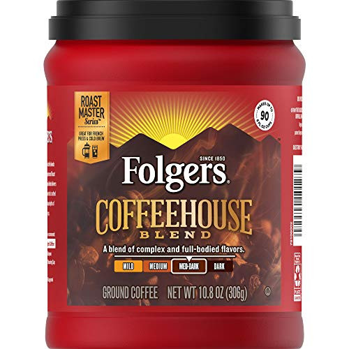 Folgers Coffeehouse Blend Medium Dark Roast Ground Coffee  10.8 Ounces  Pack of 6