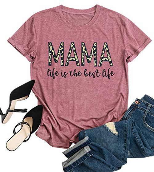 Mama T-Shirt for Women Leopard Mama Graphic Tops Tee Mother s Day Shirt Mom Letter Printed Short Sleeve Casual Tops Pink Mama T-Shirt for Women Leopard Mama Graphic Tops Tee Mother s Day Shirt Mom Letter Printed Short Sleeve Casual Tops Pink