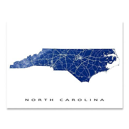 North Carolina Map Art Print 8x10  North Carolina Map Poster 24x36  Handmade Topographic North Carolina Wall Art Decor  NC State Maps by Maps As Art