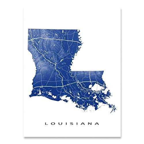 Louisiana Map Wall Art Print 8x10  Louisiana Poster Prints 24x36  Handmade Topographic Louisiana Art Wall Decor  LA State Maps  Louisiana Gifts for Home by Maps As Art