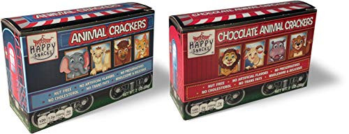Happy Snacks Animal Crackers  Variety Pack Vanilla and Chocolate  2 Ounce Boxes  Pack of 12