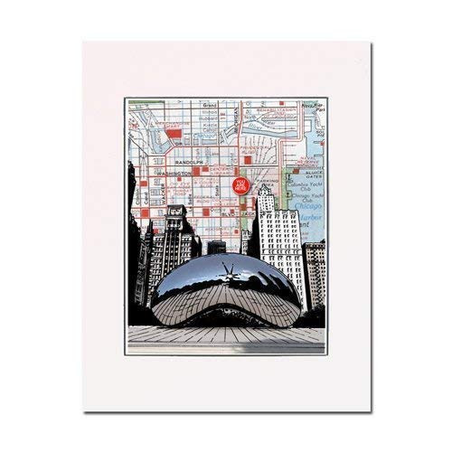 The Bean  Cloud Gate sculpture  Millennium Park  Chicago  Art Print. You Are Here. Gallery Quality. Matted at 11 inches x 14 inches and Ready to Frame.