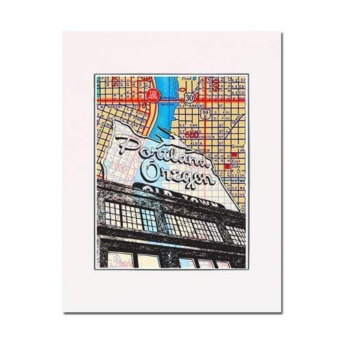 Portland Oregon Welcome Sign  Old Town  Portland  Art Print. You Are Here. Gallery Quality. Matted at 11 inches x 14 inches and Ready to Frame.