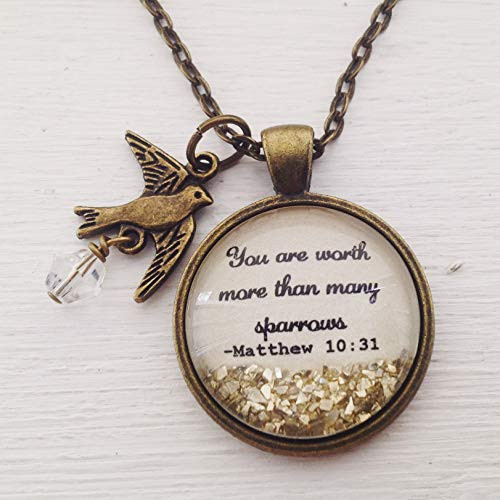 Matthew 10 31 You are worth more than many sparrows necklace bible verse necklace christian jewelry scripture necklace christian gift necklace for woman Matthew 10 31 You are worth more than many sparrows necklace bible verse necklace christian jewelry scripture necklace christian gift necklace for woman