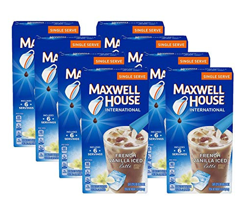 Maxwell House International Coffee French Vanilla Iced Latte Singles  3.42-Ounce Box  Pack of 8