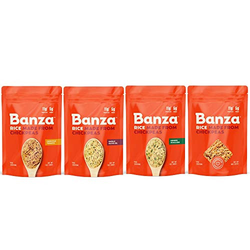 Banza Chickpea Rice  High Protein Low Carb Healthy Rice  Gluten-Free and Vegan  8oz Bag  Pack of 6   Variety