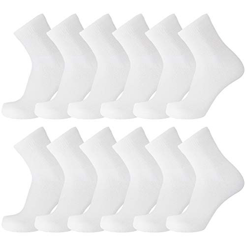 Big and Tall Diabetic Cotton Neuropathy Ankle Socks  King Size Mens Athletic Socks  13-16  Quarter White  - 12 pairs