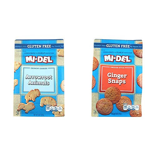 Mi-Del Gluten Free Cookies Arrowroot 8 Ounce and Gluten Free Cookies Swedish Ginger Snaps 8 Ounce Mi-Del Gluten Free Cookies Arrowroot 8 Ounce and Gluten Free Cookies Swedish Ginger Snaps 8 Ounce