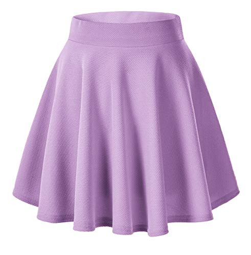 Women s Basic Versatile Stretchy Flared Casual Mini Skater Skirt  2XL  Lilac