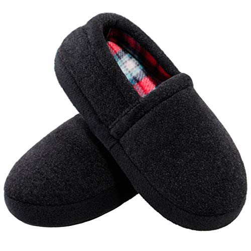 MIXIN Big Boy s Slippers House Shoes with Anti Slip Sole Indoor Outdoor Black 4-5