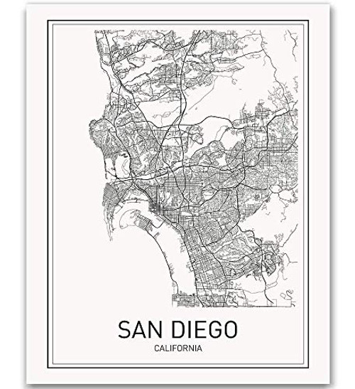 San Diego Map Poster San Diego Map Print City Map Posters Modern Map Art California Map Art California Map Wall Art Black and White Minimalist Art Scandinavian Poster 8x10