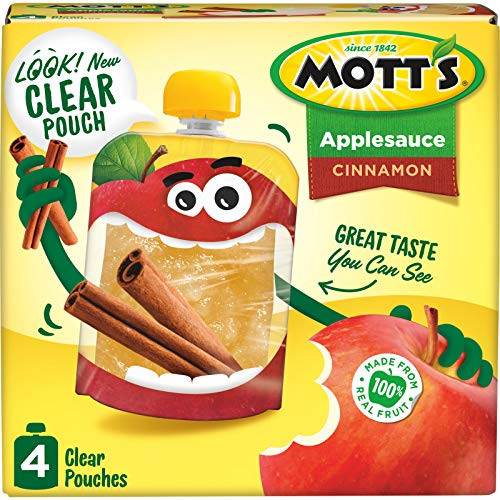 Mott s Cinnamon Applesauce 3.2 Ounce Clear Pouch 4 Count Pack of 6 Perfect for on-the-go Gluten Free and Vegan Mott s Cinnamon Applesauce 3.2 Ounce Clear Pouch 4 Count Pack of 6 Perfect for on-the-go Gluten Free and Vegan