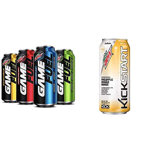 Mountain Dew AMP GAME FUEL  4 Flavor Variety Pack  16 fl oz. cans  12 Pack   and  Kickstart  Pineapple Orange Mango  16 Fl Oz  12 Count